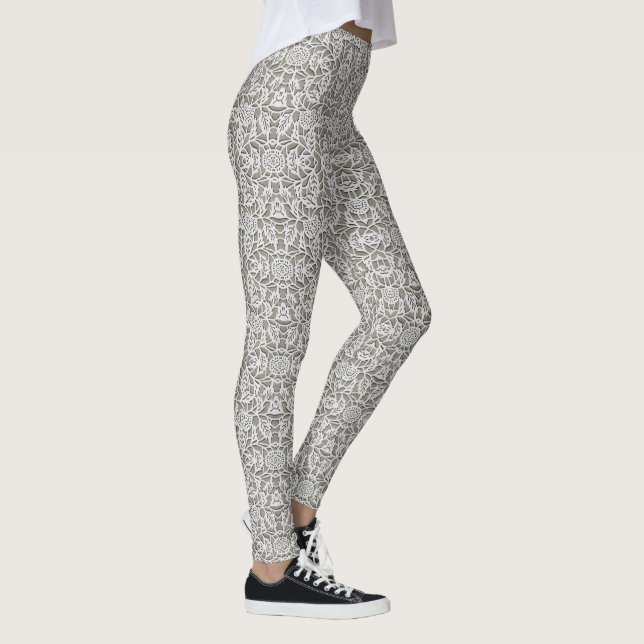 Legging Lace Branco Parece Acessível Sexy Clássico Quente (Direita)