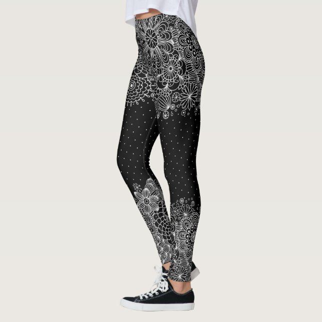 Legging Lace e pontos brancos Design (Esquerda)