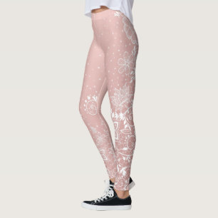 Legging Laço branco elegante floral e design dos confetes