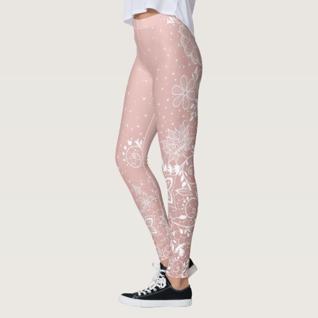 Legging Laço branco elegante floral e design dos confetes (Esquerda)