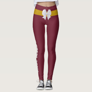 Legging Laço Pessoalizado de Natal Vintage Borgonha Dourad