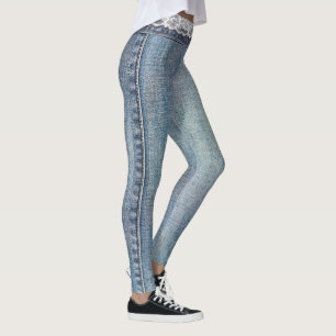 Legging Laço retro do branco da sarja de Nimes de calças