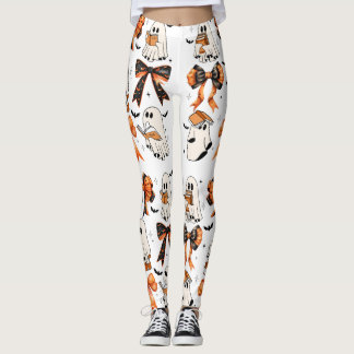 Legging Lacos de Halloween Fofos Fantasmas Lendo