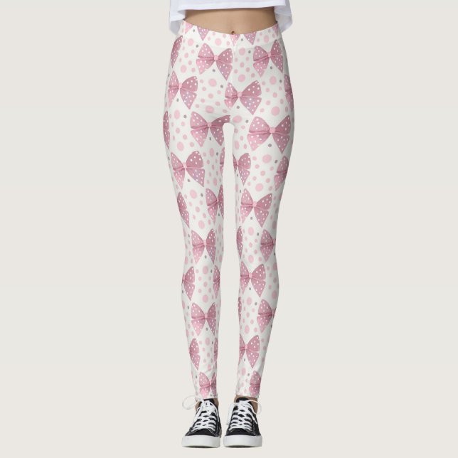 Legging Laços e bolinhas rosa coquete (Frente)