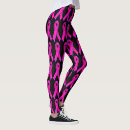 Legging Laços Rosa Brilhante 4 Apoio à Conscientização do
