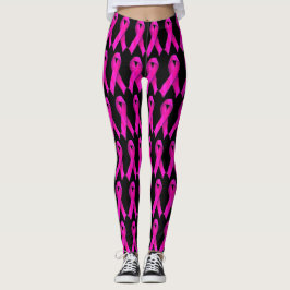 Legging Laços Rosa Brilhante 4 Apoio à Conscientização do 