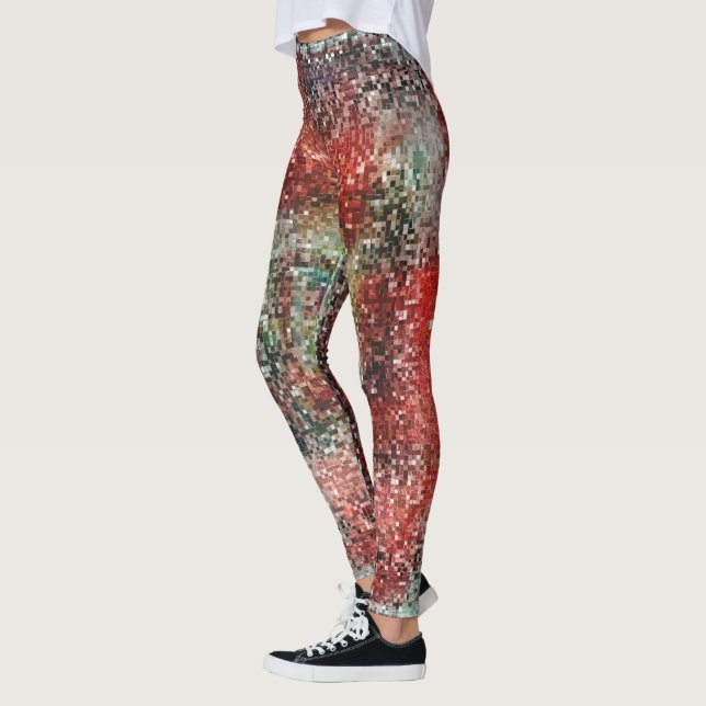 Legging Ladrilho vermelho manchado com spray tinta (Esquerda)