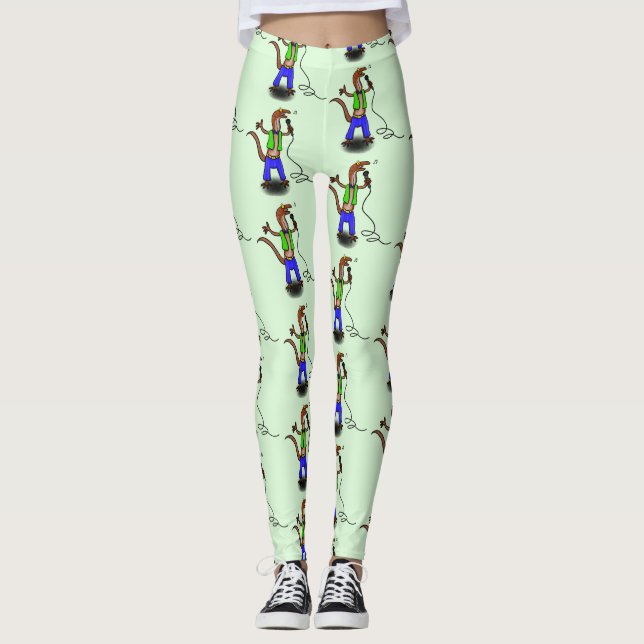 Legging Lagarto engraçado cantando com desenho de microfon (Frente)