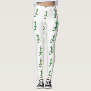 Legging lagartos verdes brancos