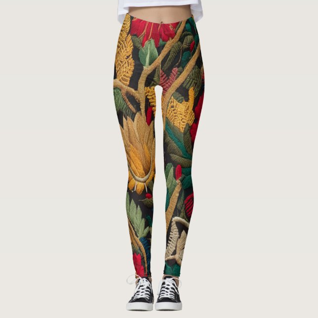 LEGGING "LAGENS DE PADRÕES DE EMBROIDERADOS FLORAIS EXQUIS (Frente)