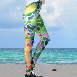Legging Lagoa de Koi Mosaico Colorido