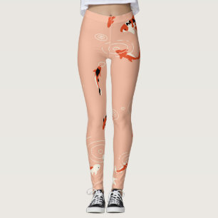 Legging Lagoa de peixe Koi, padrão perfeito.