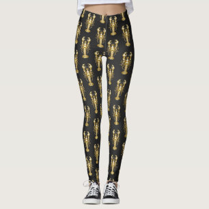 Legging lagosta de lagosta poligonal ouro em preto