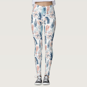 Legging Lagosta Marítima Frutos do Mar Azul Pêssego Náutic