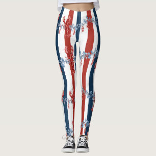 Legging Lagosta Patriótica Vermelha, Branca e Azul com Est