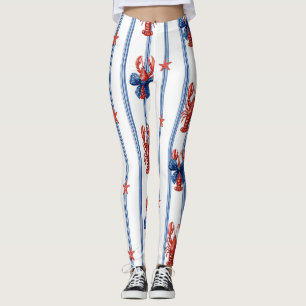 Legging Lagosta Patriótica Vermelha, Branca e Azul Estrela