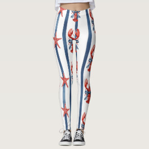 Legging Lagosta Patriótica Vermelha, Branca e Azul Estrela
