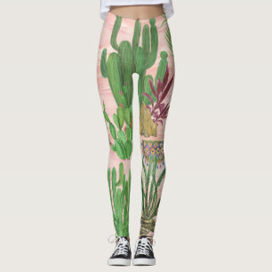 Legging Lamas de aquarelas e cactos.