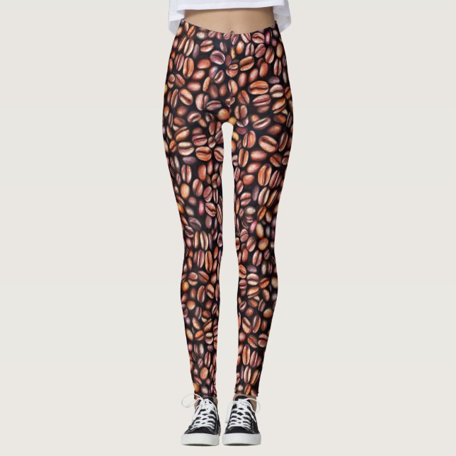 Legging Lápis De Café De Feijão De Desenho, Castanho Russo (Frente)