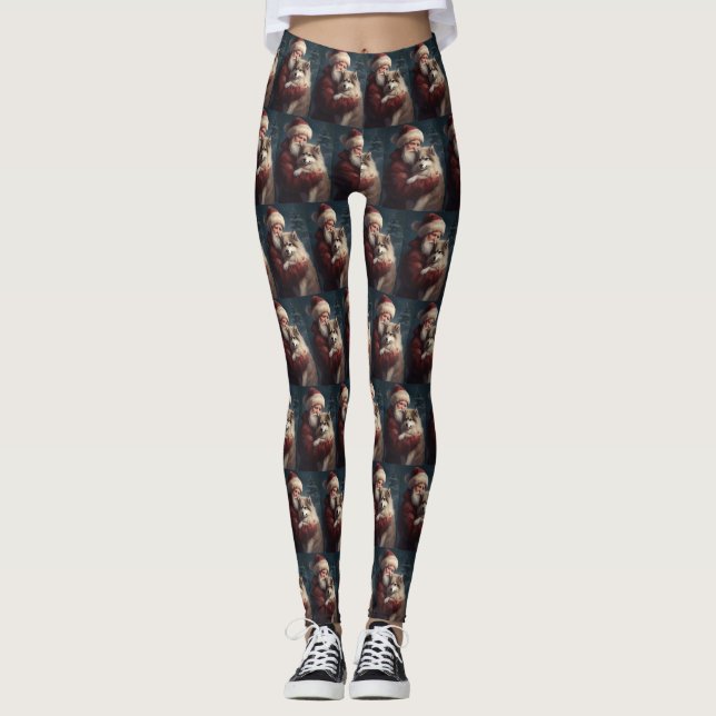 Legging Lapphund Santa Claus Festivo (Frente)