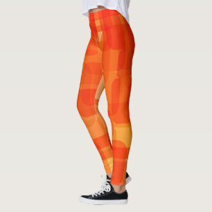 Legging Laranja Abstrato de Arte Moderna Vibrante Contempo