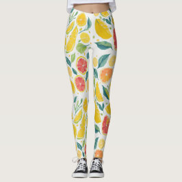 Legging Laranja Amarela Divertida Fruta Cítrica Aquarela