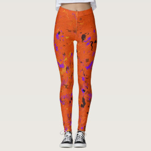 Legging Laranja, Amarelo, Roxo e Abstrato preto