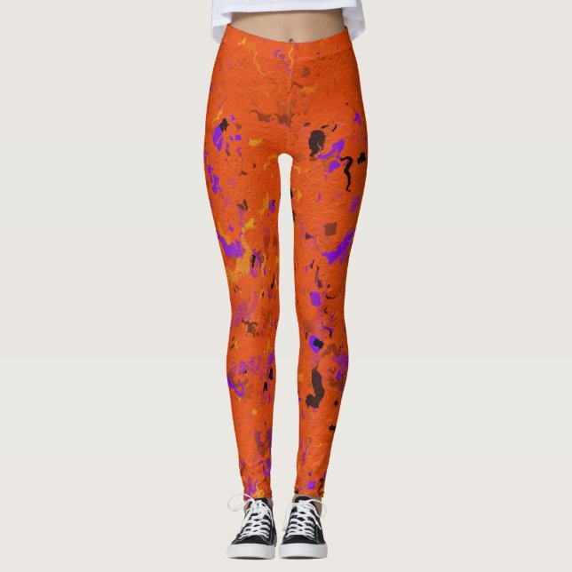 Legging Laranja, Amarelo, Roxo e Abstrato preto (Frente)
