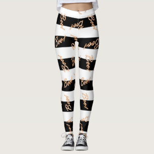 Legging Laranja de Halloween BOO Preto e Branco Listrado F