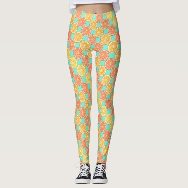 Legging Laranja de Verão Azul (Frente)