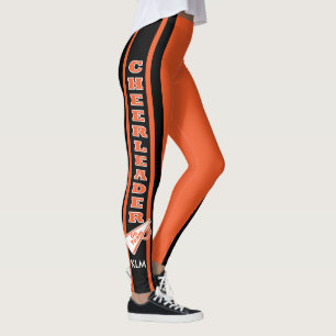 Legging Laranja do cheerleader do monograma