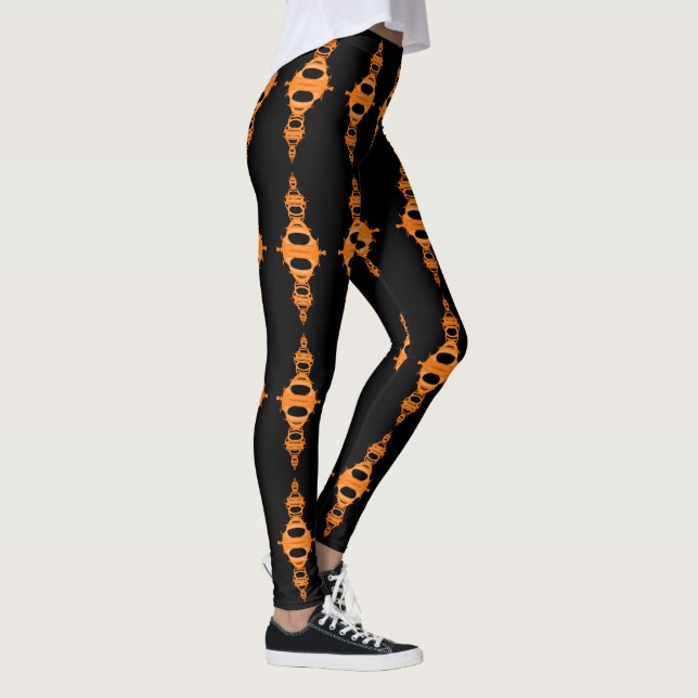 Legging Laranja dos divisores 03 do teste padrão sobre o (Direita)