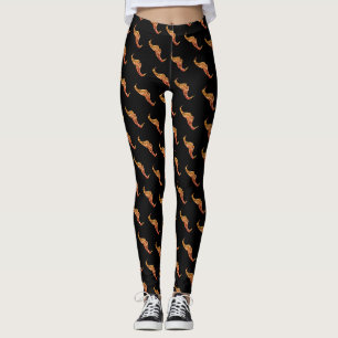 Legging Laranja dourado brilhante ombre padrão Bigode pret