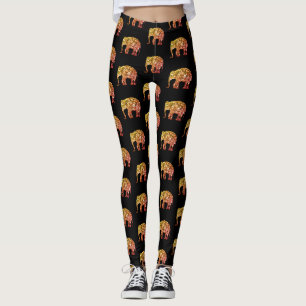 Legging Laranja dourado brilhante ombre padrão de Elefante