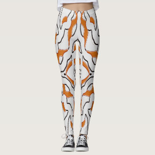 Legging Laranja e branco sem costura "Ratti_Creative_Arts"