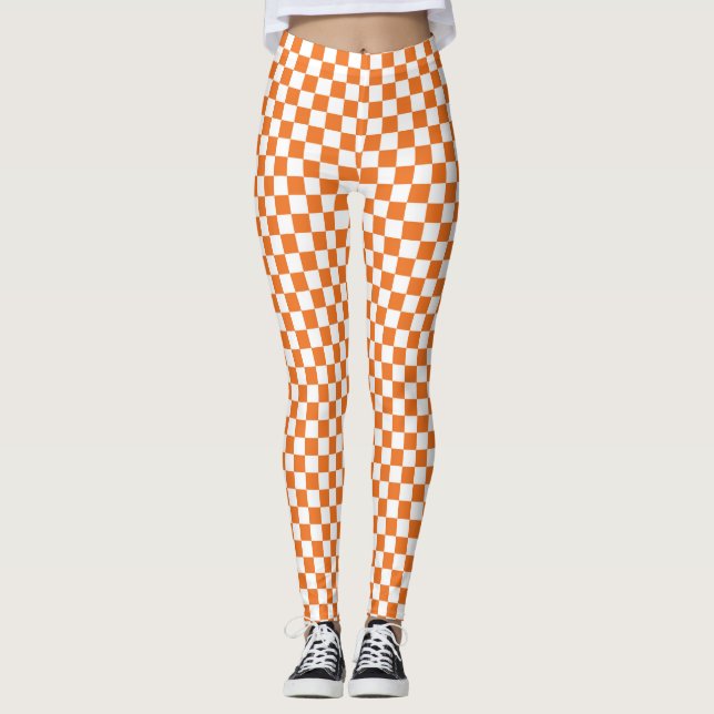 Legging Laranja e branco verificados (Frente)