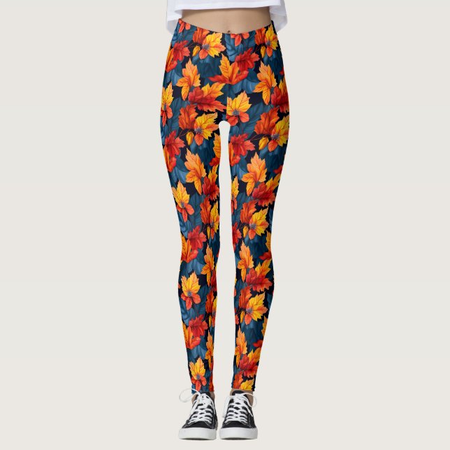 Legging Laranja e Russet Autumn Leaves (Frente)