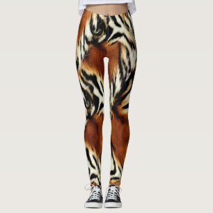 Legging Laranja e Tigre Branca