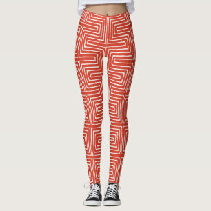 Legging Laranja e White Maze African Lama Cloth