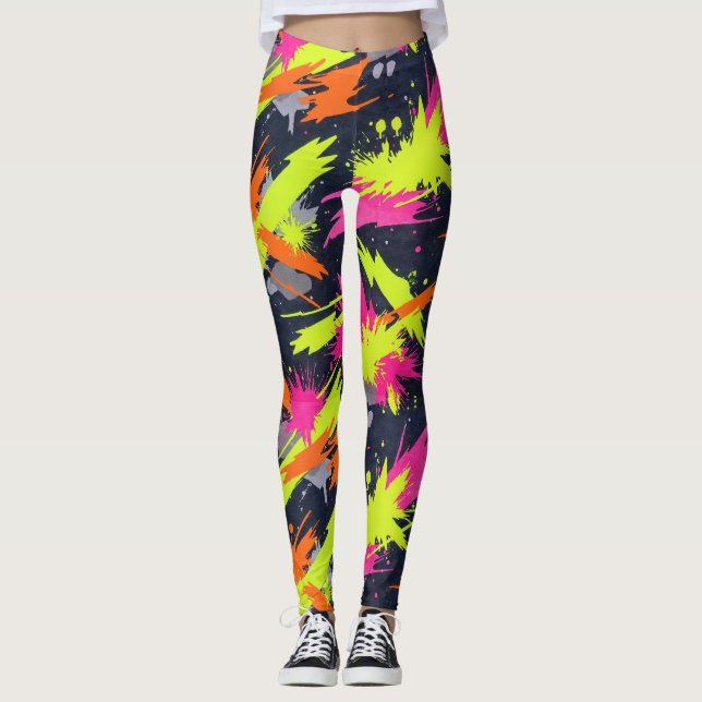 Legging Laranja Fluorescente malhação Amarelo Elétrico Cor (Frente)