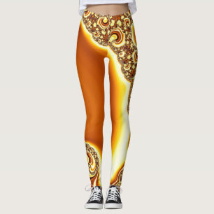 Legging Laranja Fractal de Mandelbrot