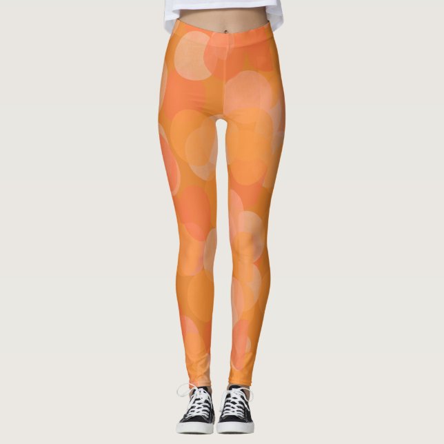 Legging Laranja Moderno Queda Círculos de Aquarela Hallowe (Frente)