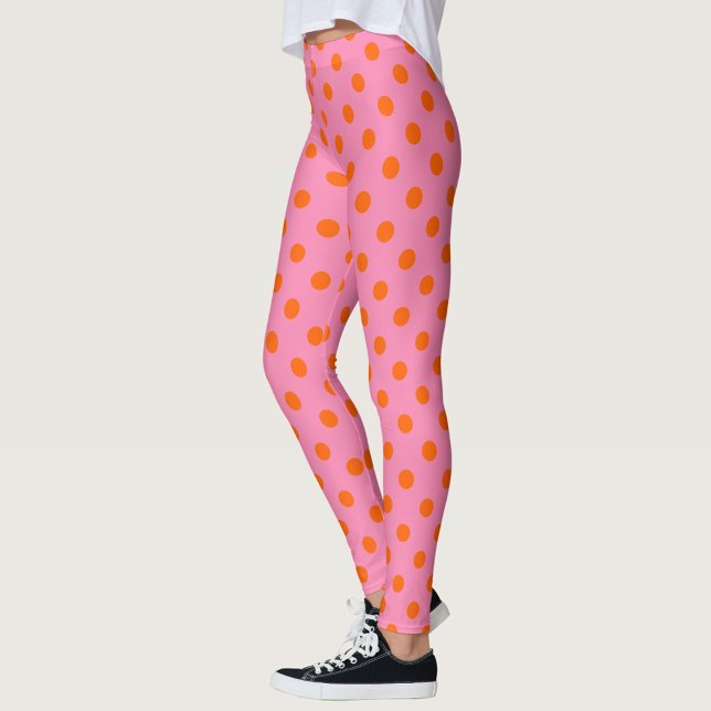 Legging Laranja no Design de padrão Bolinhas cor-de-rosa (Criador carregado)