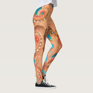 Legging Laranja Octopus Teto Watercolor