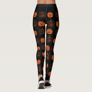 Legging Laranja-preto-branco Jack O Lanterna Padrão Hallo