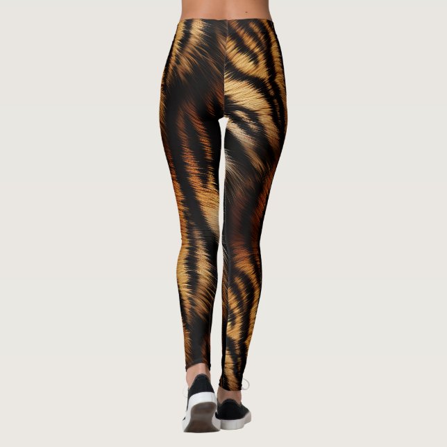 Legging Laranja Preto Tigre Impressão Animal (Verso)