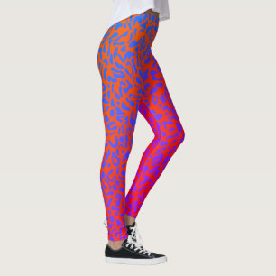 Legging Laranja Roxo Leopardo Vermelho Fogo