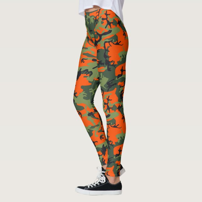 Legging Laranja, Verde, Camuflagem Negra (Esquerda)