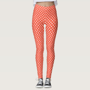 Legging Laranja, Vermelho, bolinhas de terracota