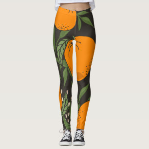 Legging Laranjas desenhadas à mão, fundo de colheita color